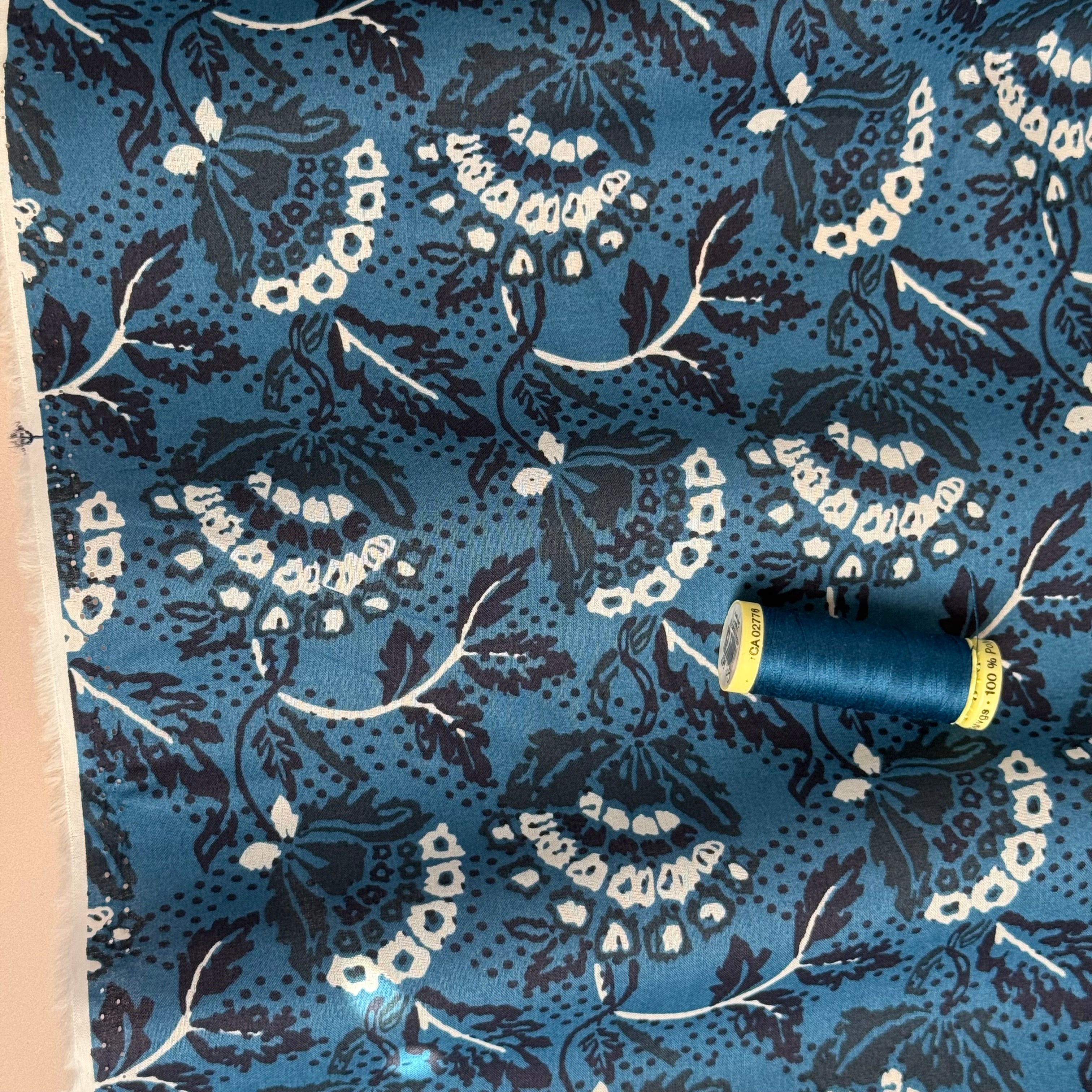 Damask Flowers Cotton Voile Fabric
