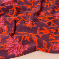 Orange Flowers Cotton French Terry