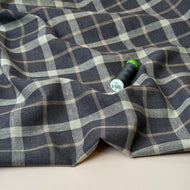 Yarn Dyed Brown Checks Linen Viscose Fabric