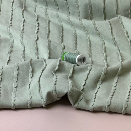 Knitted Frills Mint Cotton Jersey Fabric