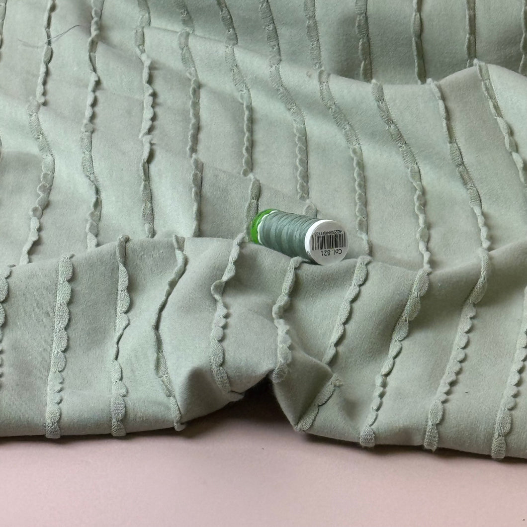 Knitted Frills Mint Cotton Jersey Fabric