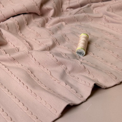 Knitted Frills Powder Pink Cotton Jersey Fabric
