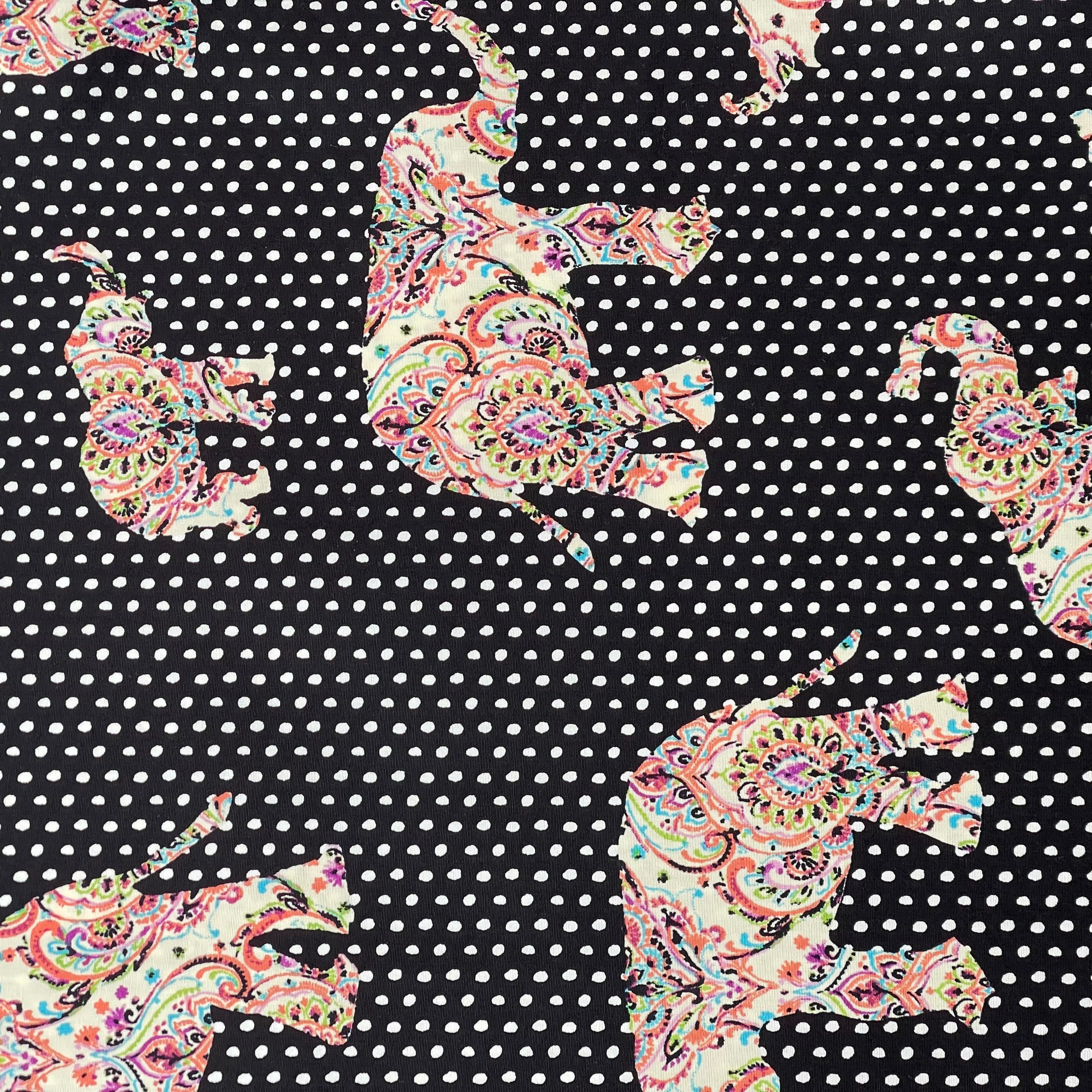 REMNANT 0.98 Metre - Ex-Designer Deadstock Paisley Elephants Cotton Poplin Fabric
