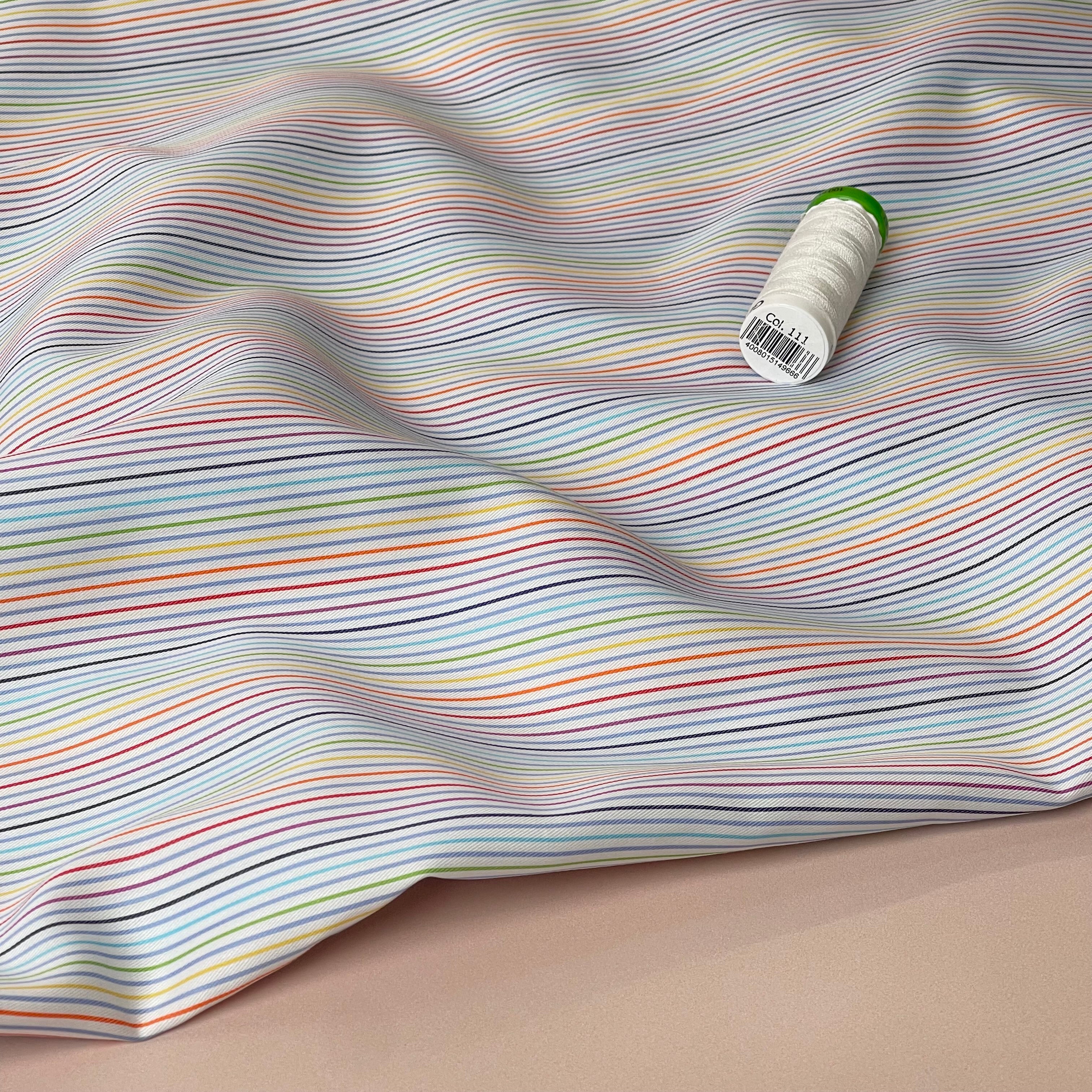 Ex-Designer Deadstock Rainbow Stripe Cotton Fabric