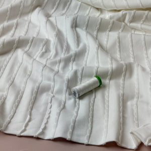 PRE-ORDER (arriving by mid November) Knitted Frills Off-White Cotton Jersey Fabric