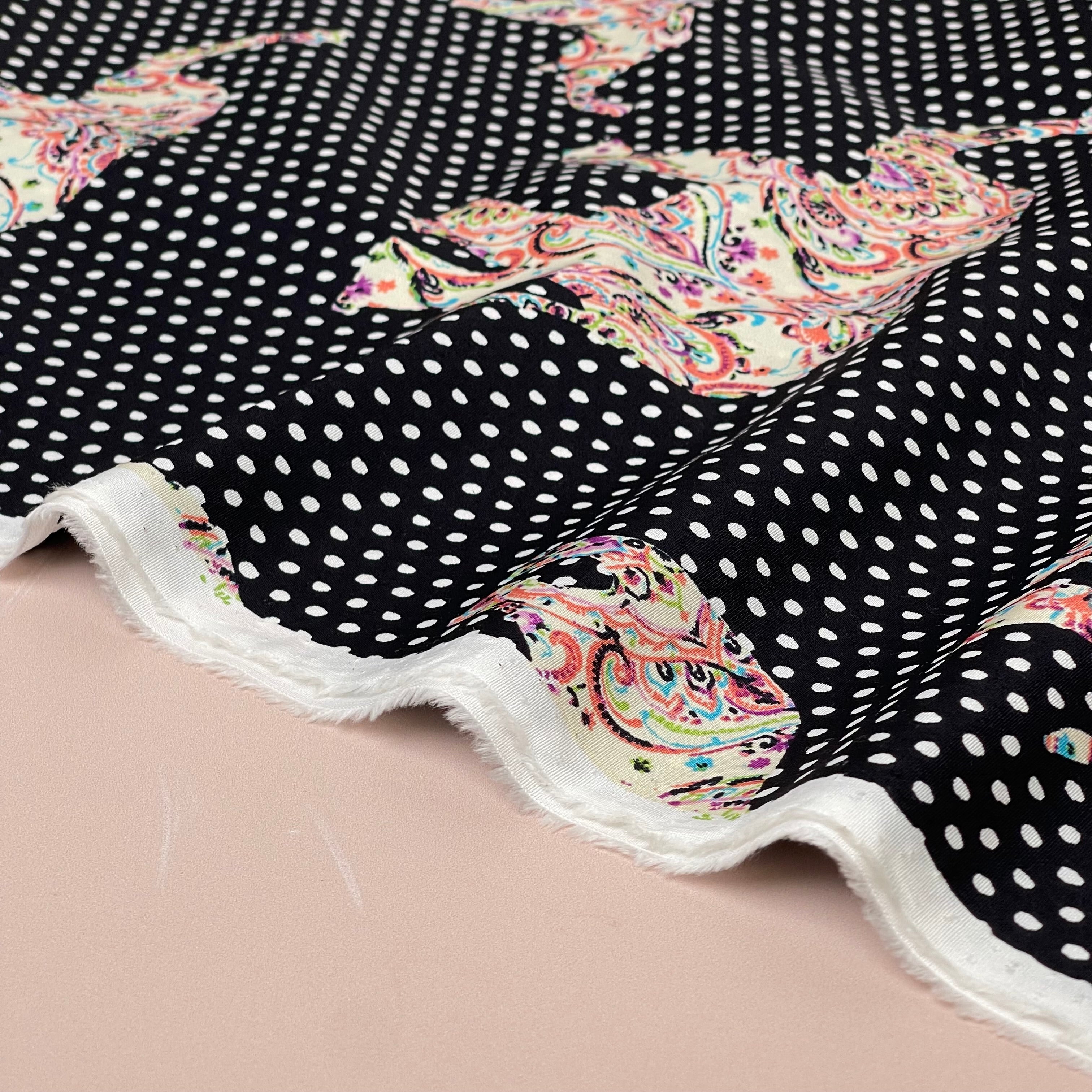 REMNANT 0.98 Metre - Ex-Designer Deadstock Paisley Elephants Cotton Poplin Fabric