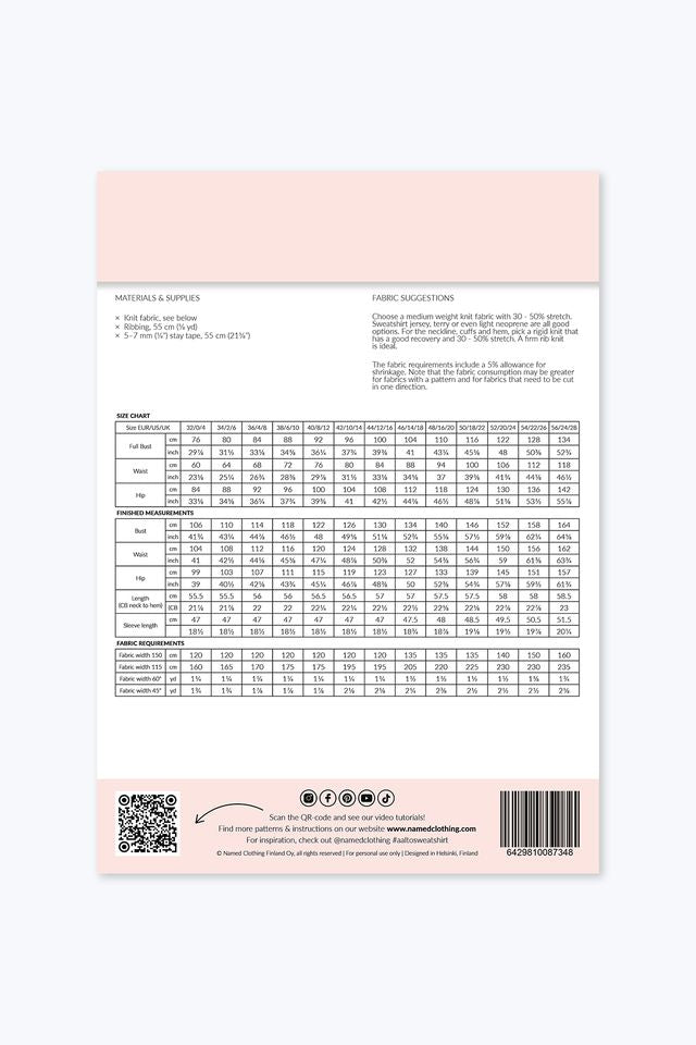 Sewing Kit - AALTO Sweatshirt in Organic Brushed Sweatshirt (multiple colour choice)