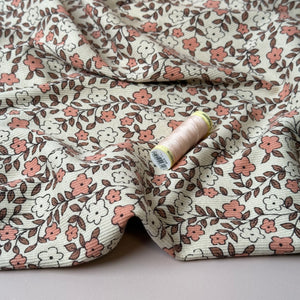 Small Flowers Natural Organic Cotton Ribbed Jersey