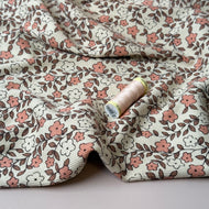 REMNANT 1.8 Metres - Small Flowers Natural Organic Cotton Ribbed Jersey