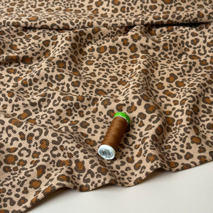 Animal Print Brown Cotton Ribbed Jersey
