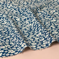 Daisies on Blue Viscose Fabric