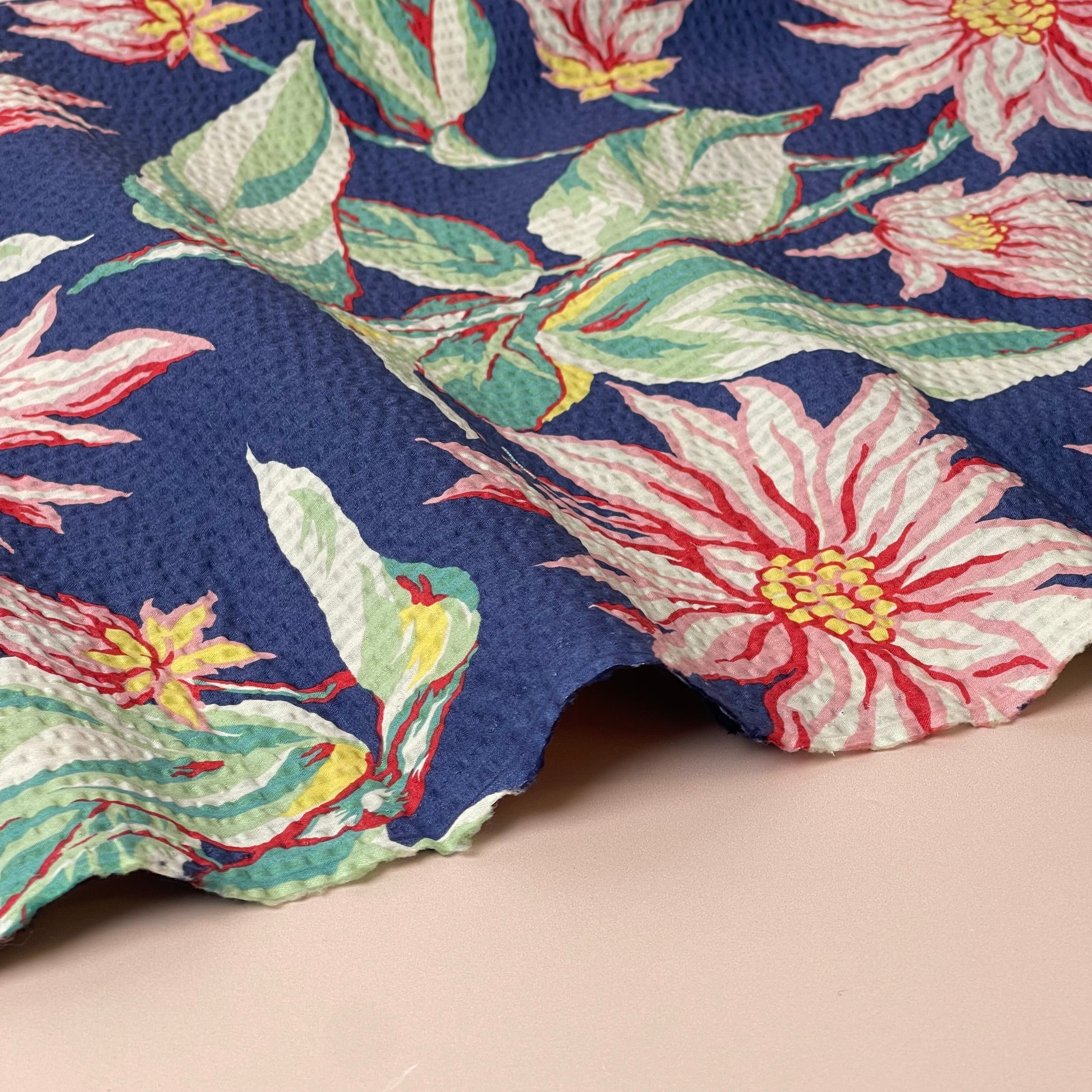 Hawaiian Palms Print Rayon Spandex Knit Jersey Fabric by the Yard off Hawaiian Palms Print Rayon Spandex Knit Jersey Fabric by the Yard off