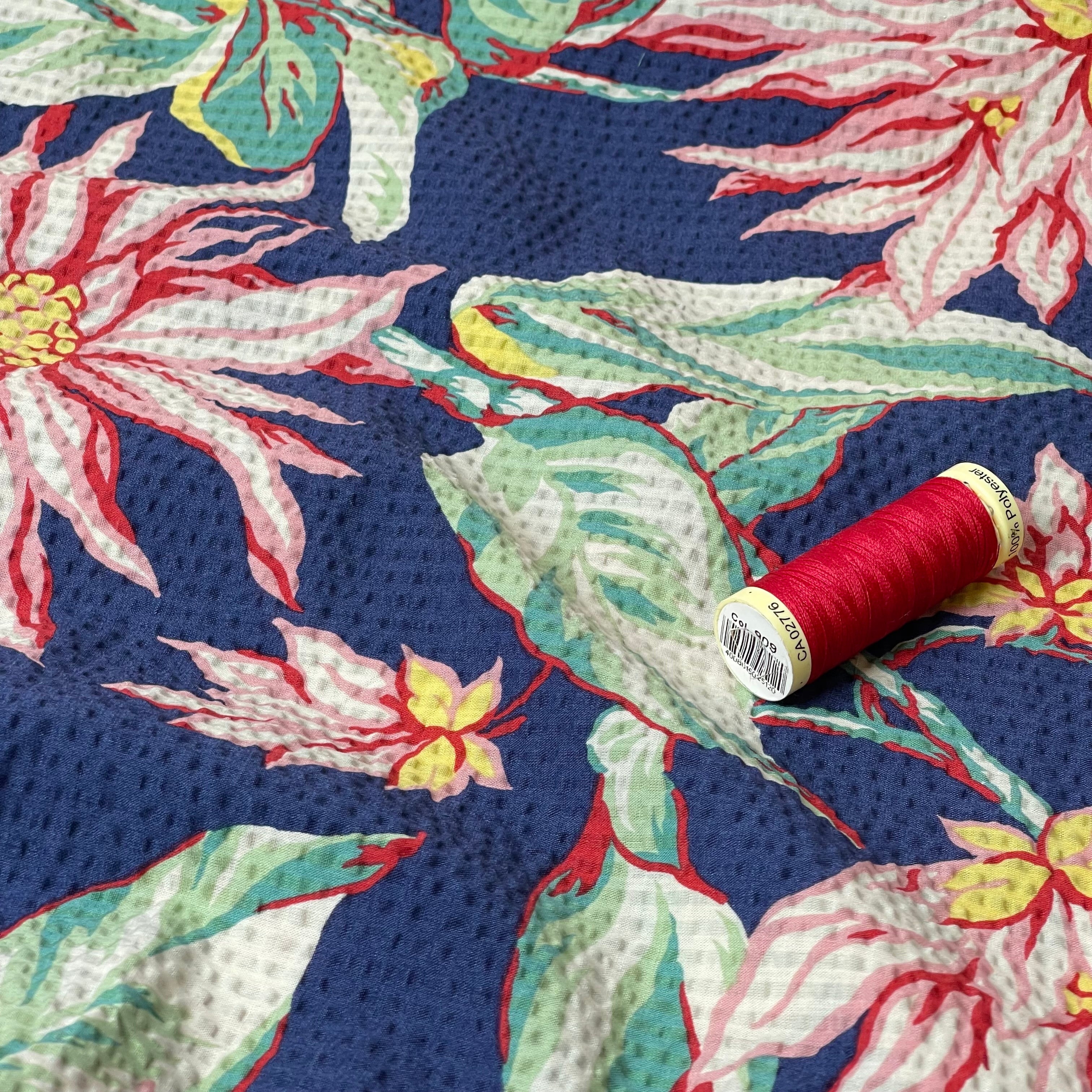 Ex-Designer Deadstock Tropical Cotton Seersucker Fabric