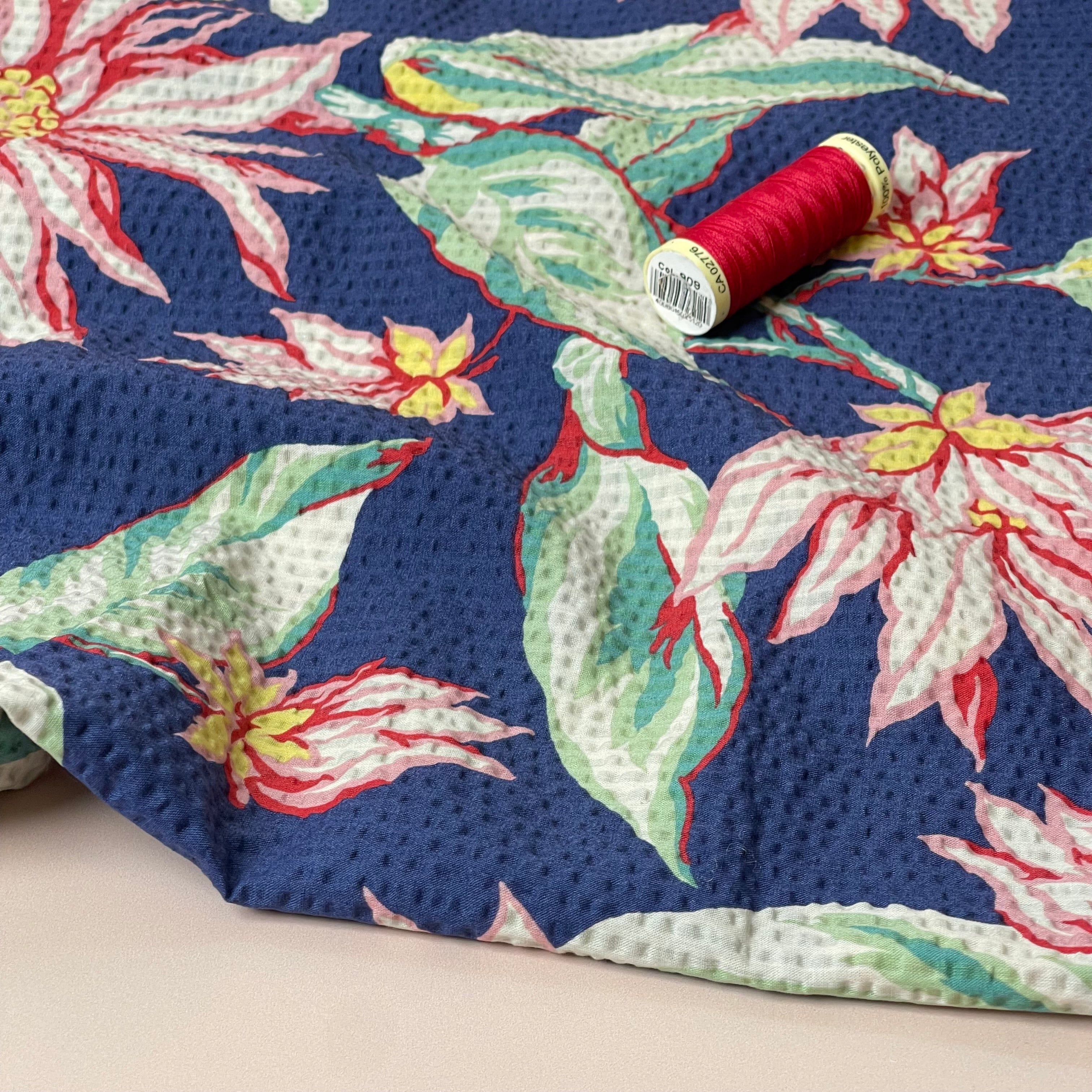 Ex-Designer Deadstock Tropical Cotton Seersucker Fabric