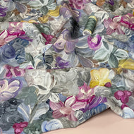 REMNANT 0.60 metre - Painted Florals Lilac Viscose Fabric