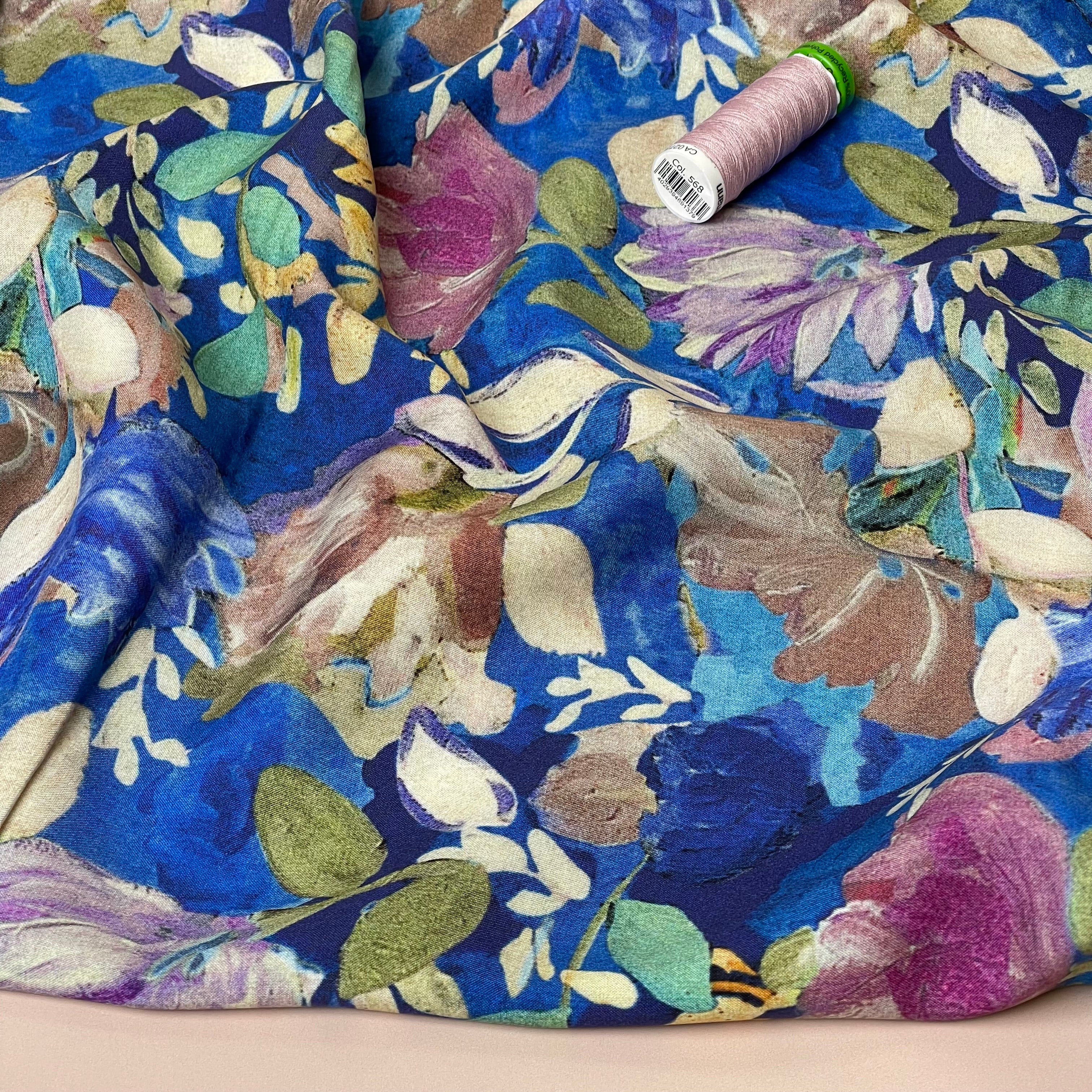 Painted Spring Florals Viscose Fabric