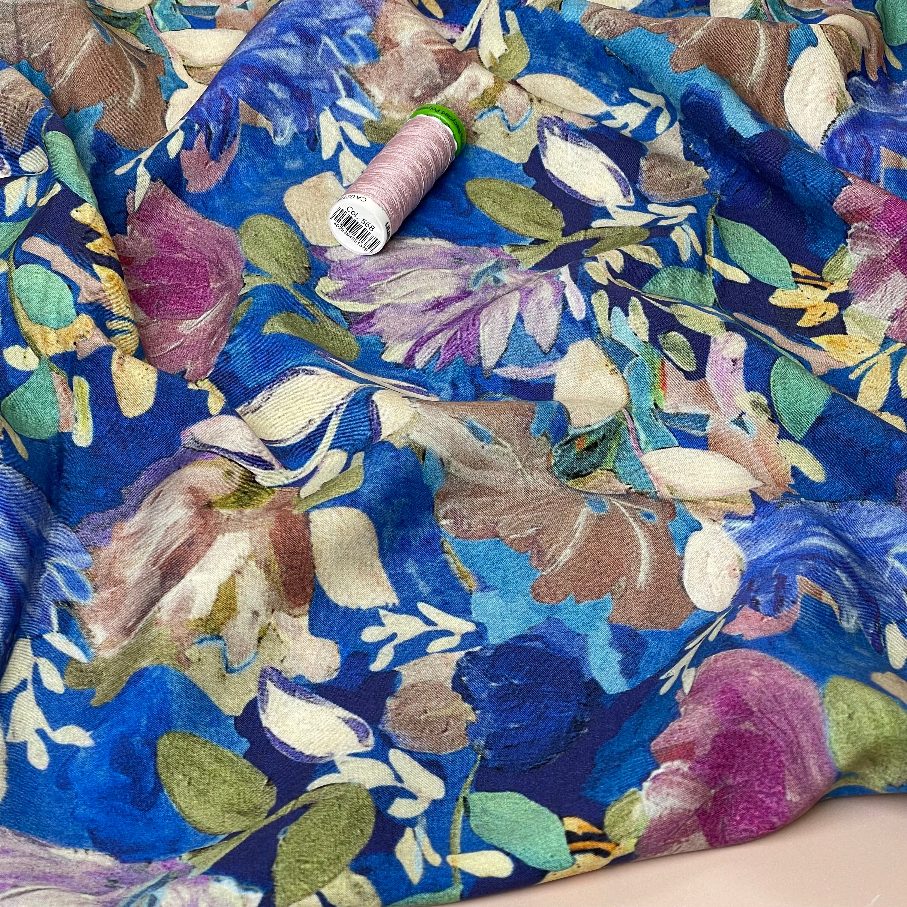 Painted Spring Florals Viscose Fabric