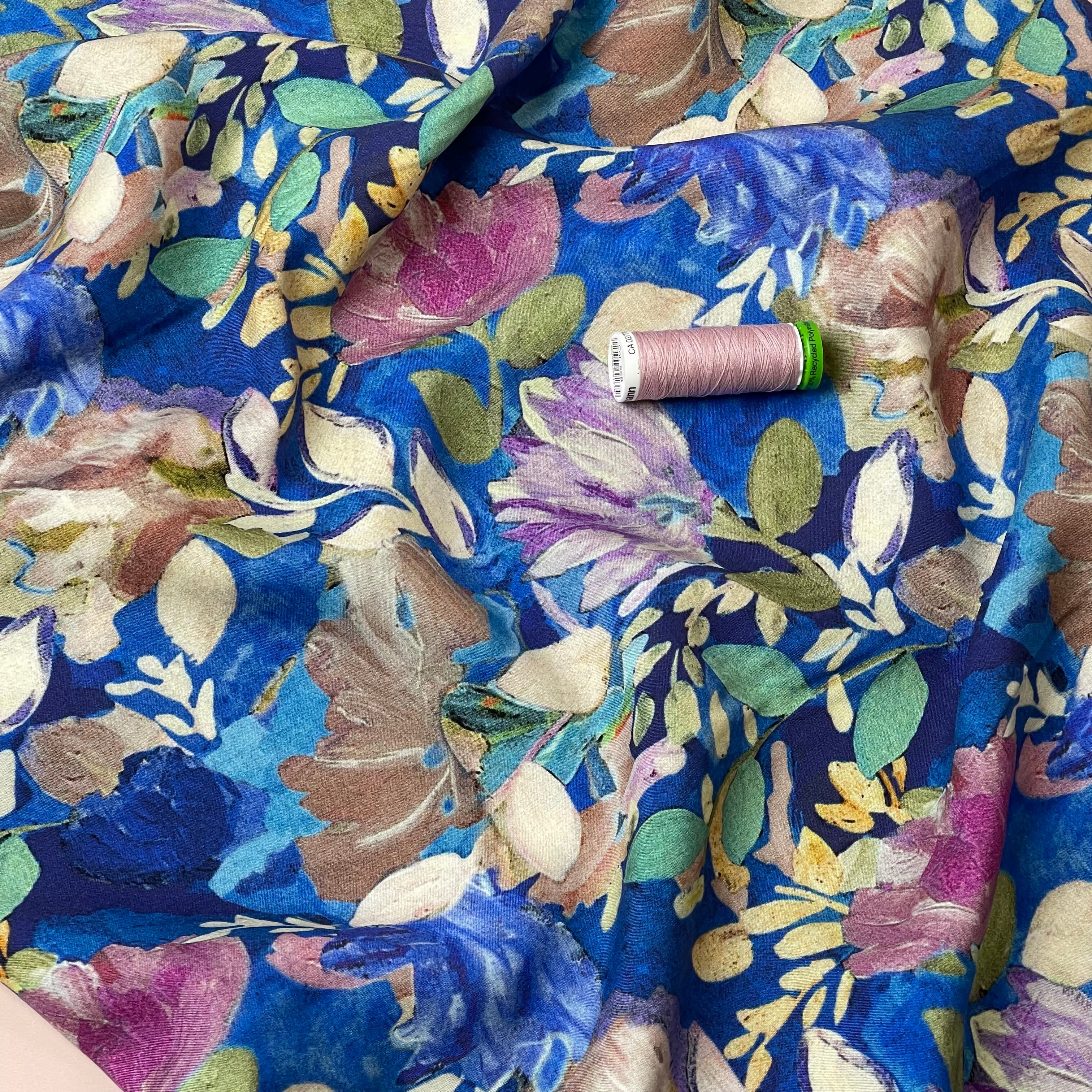 Painted Spring Florals Viscose Fabric