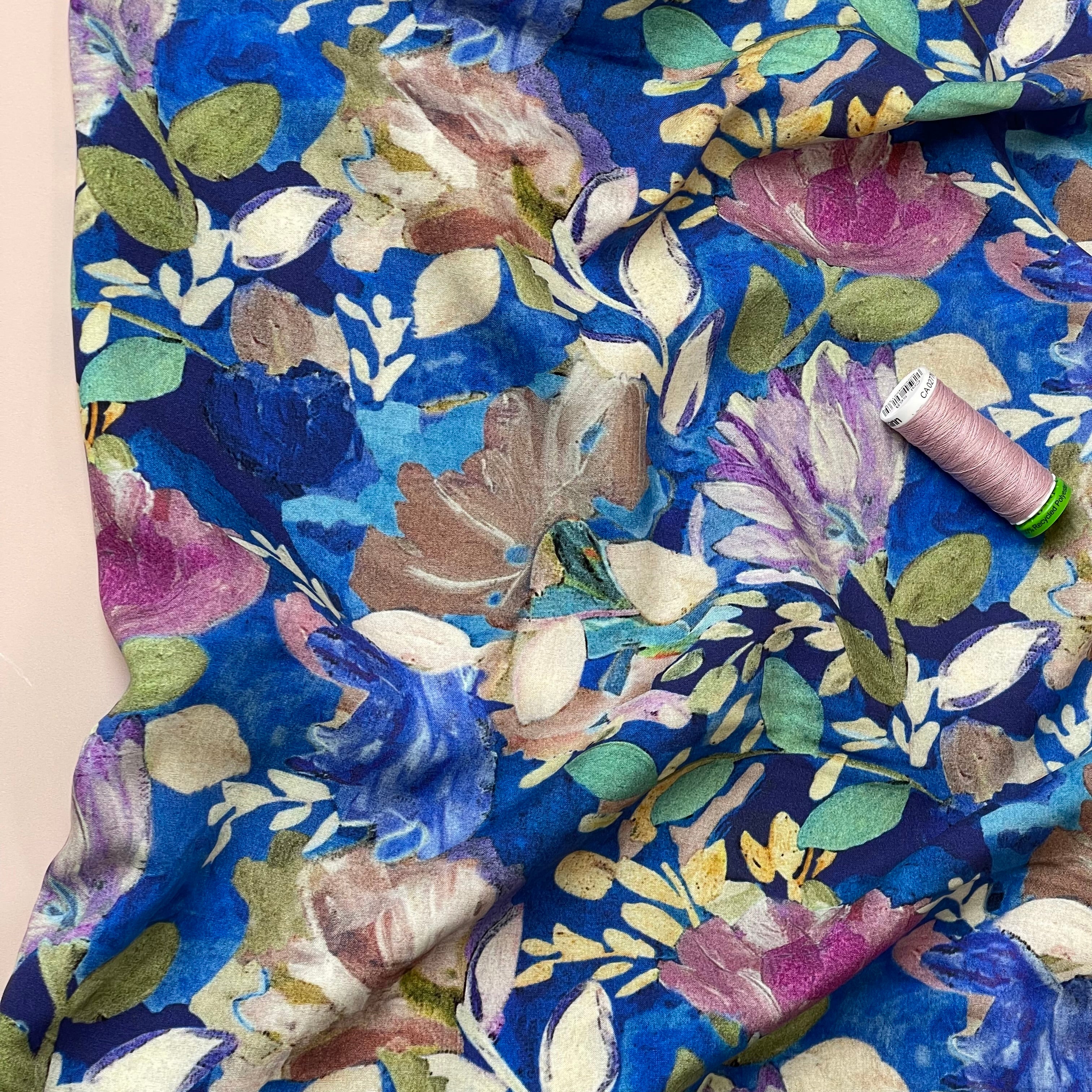 Painted Spring Florals Viscose Fabric