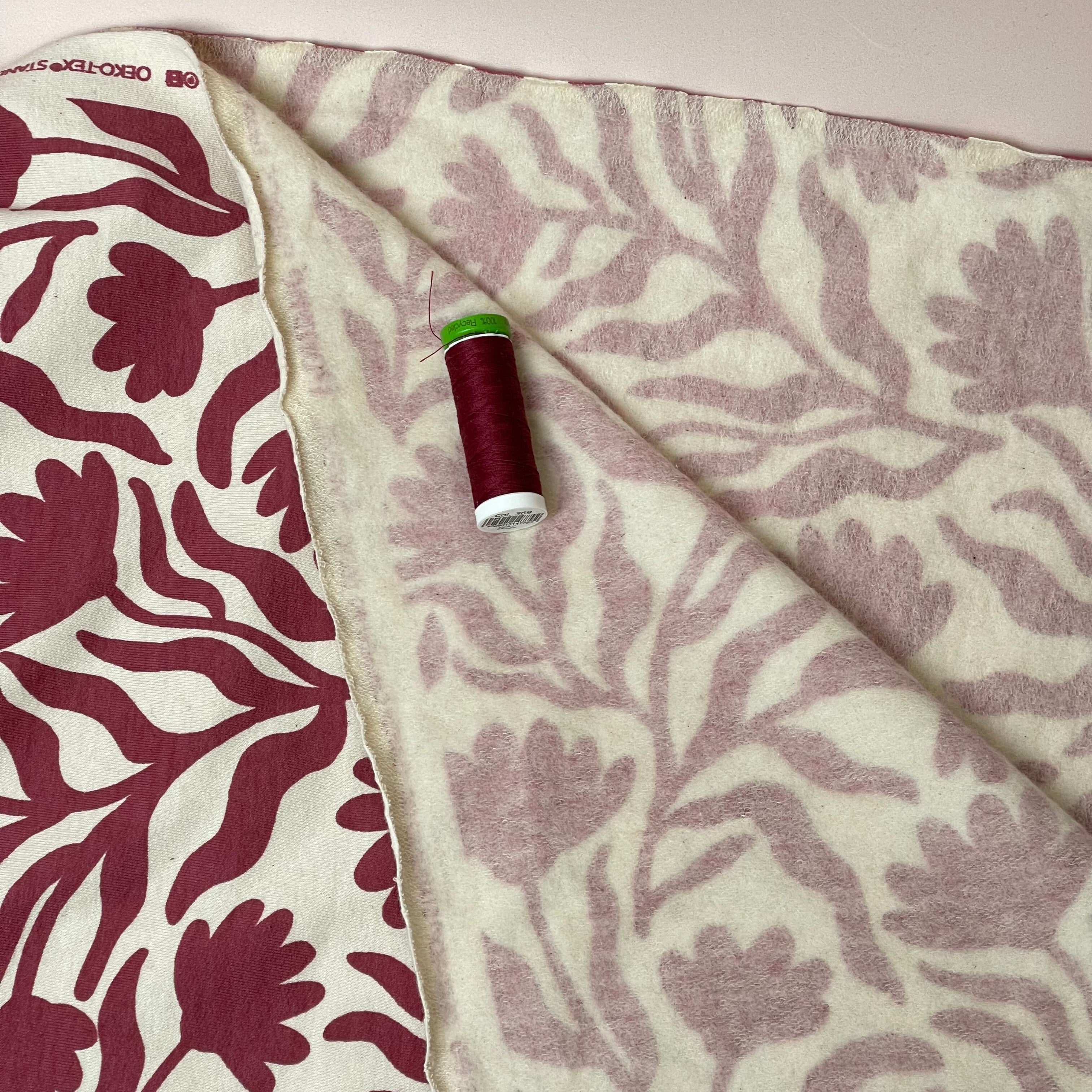 Burgundy Vines Cotton Sweat-shirting Fabric