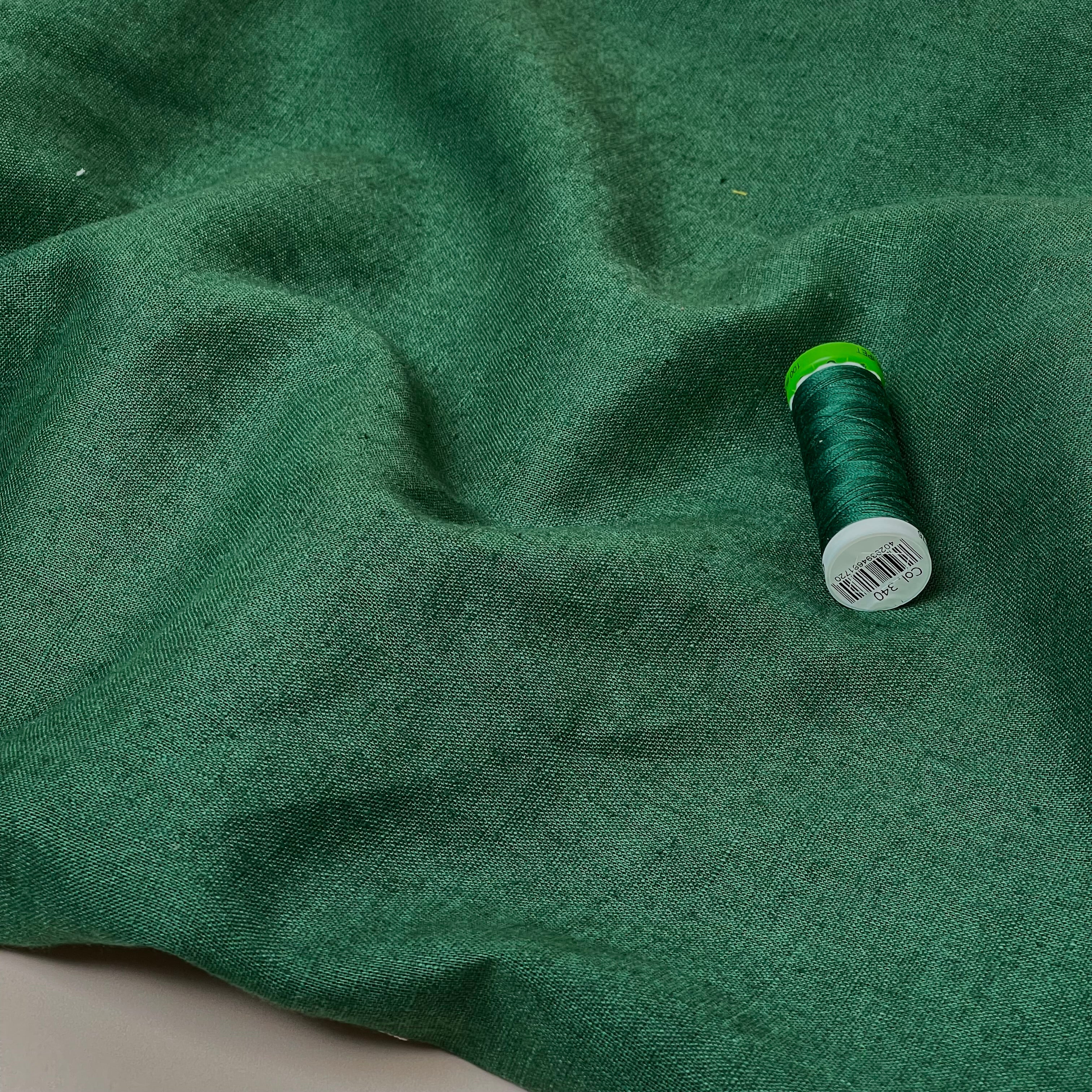Breeze LIGHT Forest Green - Enzyme Washed Linen Fabric