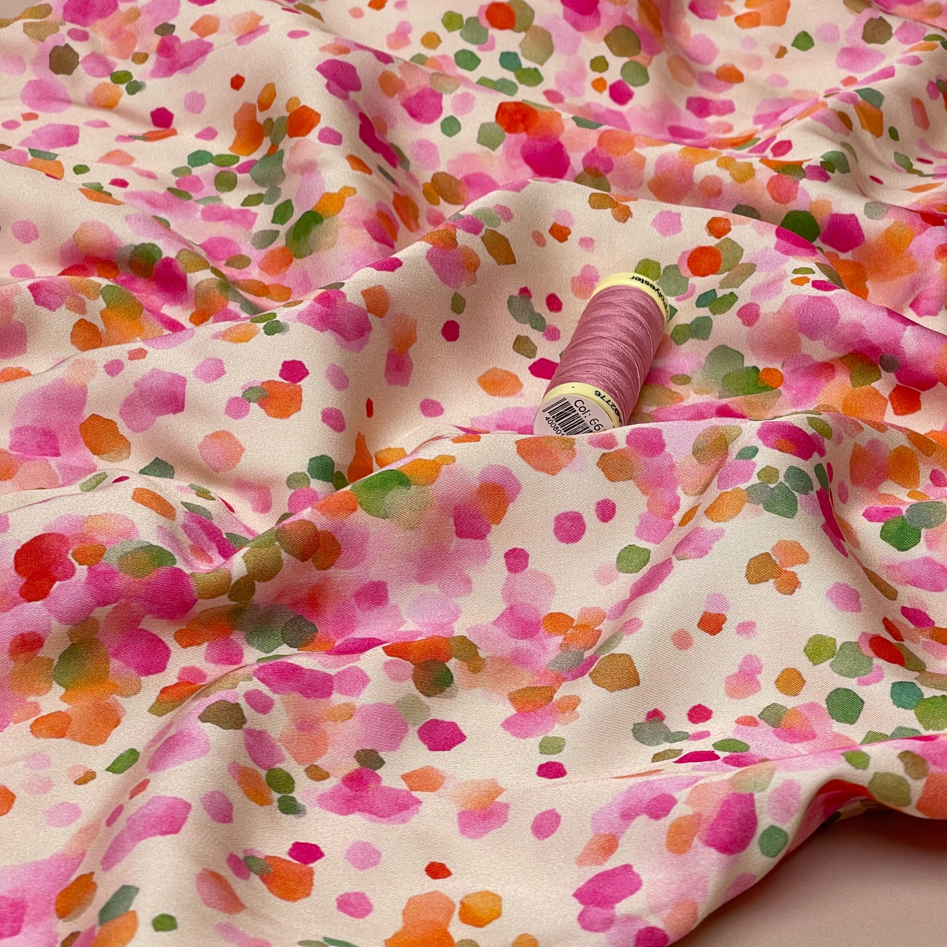 PRE-ORDER (arriving by end of April) - Confetti Viscose Sateen Fabric