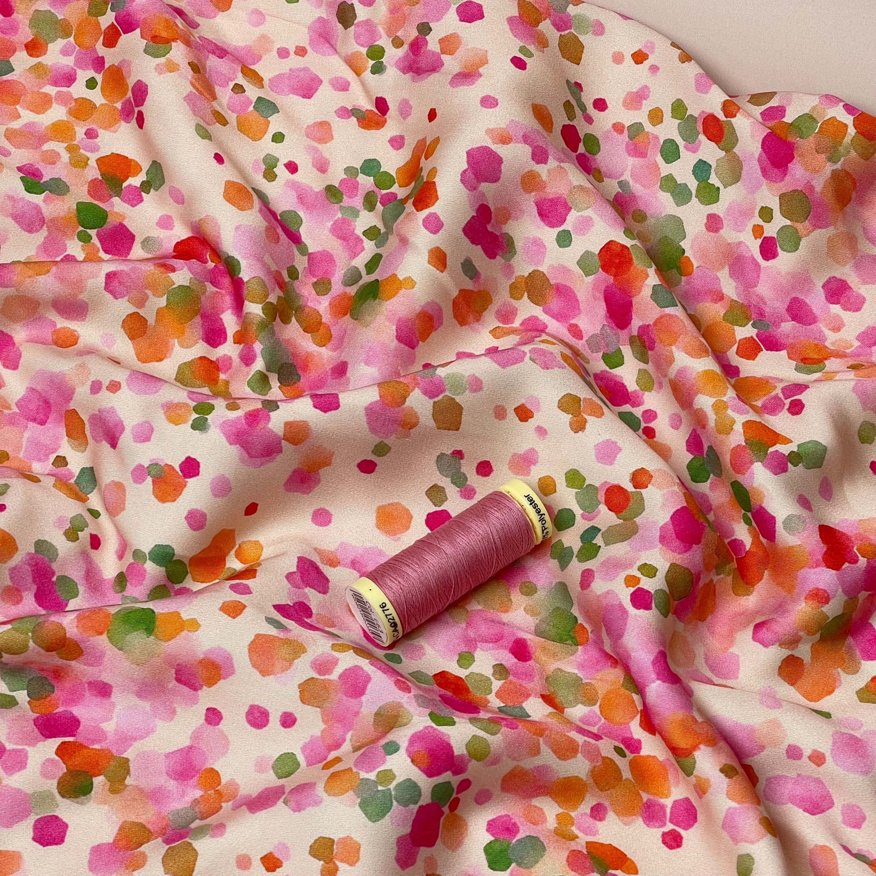 PRE-ORDER (arriving by end of April) - Confetti Viscose Sateen Fabric