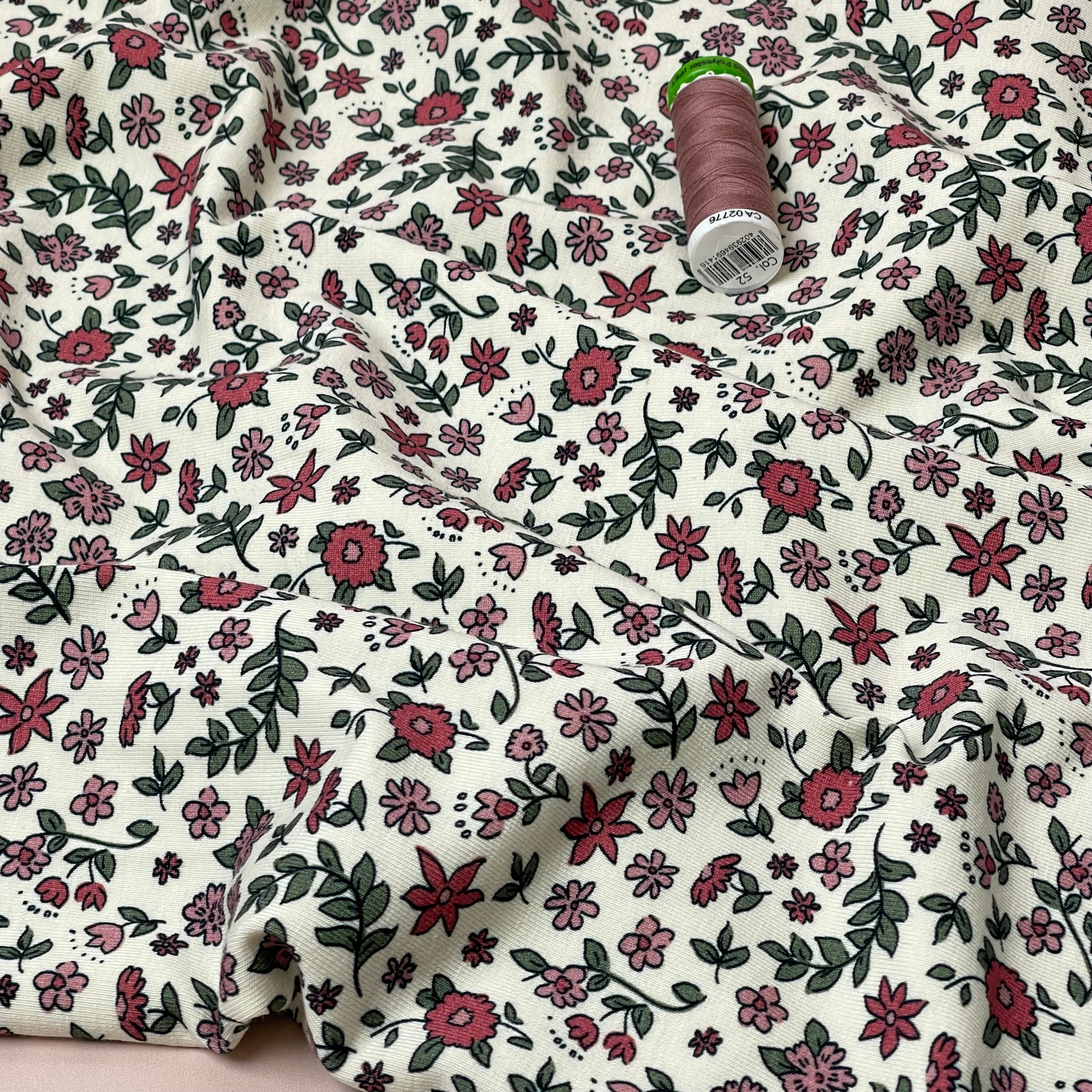 Flowers on Natural GOTS Organic Cotton Jersey