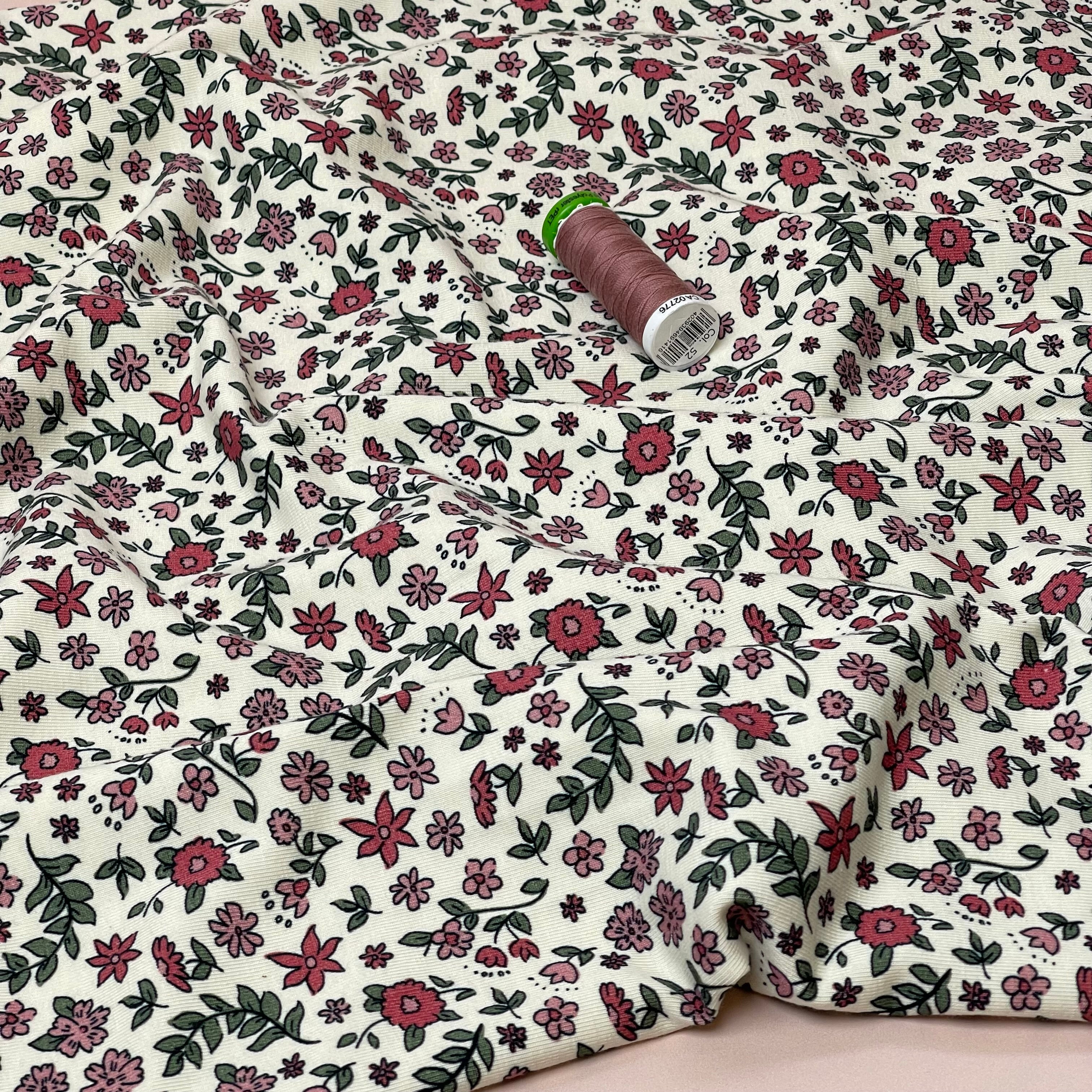 Flowers on Natural GOTS Organic Cotton Jersey