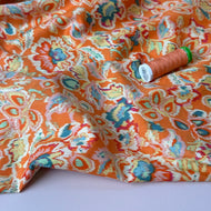Hazy Paisley Orange Cotton Lawn Fabric