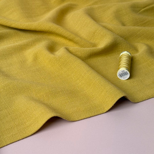 Flow Ochre Viscose Linen Blend Dress Fabric