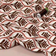 REMNANT 1.85 Metres - Leaf Stamps in Dusty Rose Cotton Jersey Fabric