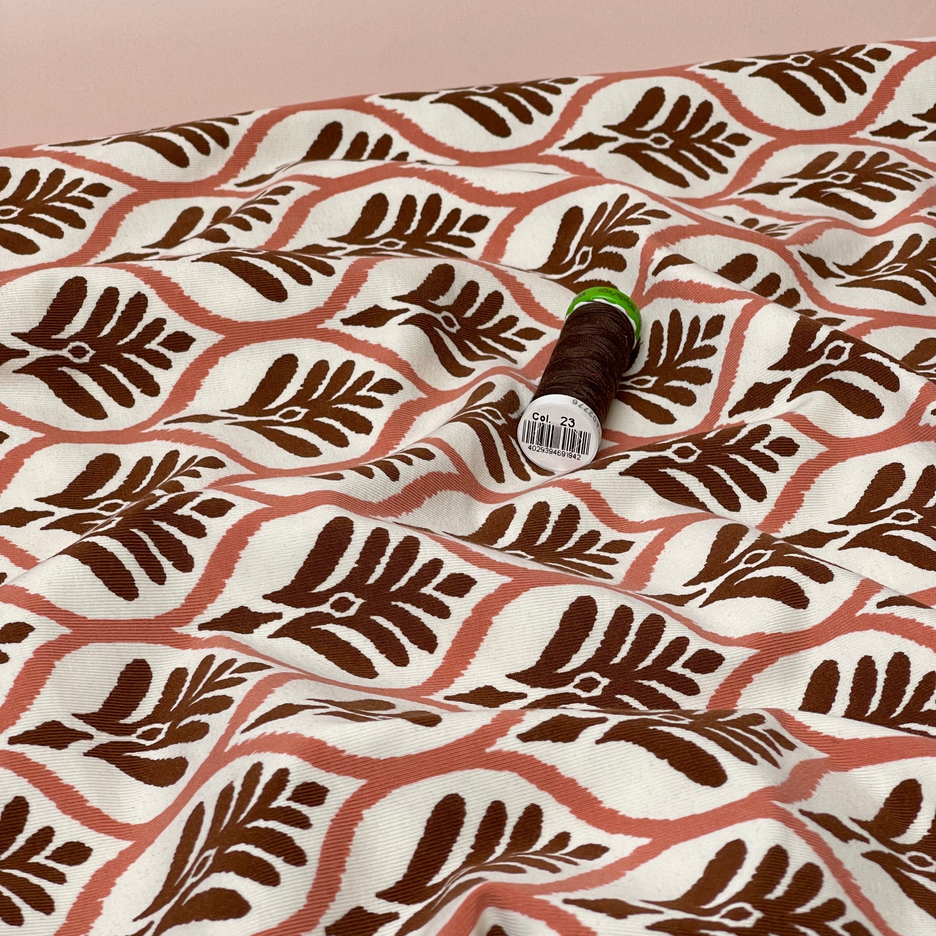 Leaf Stamps in Dusty Rose Cotton Jersey Fabric