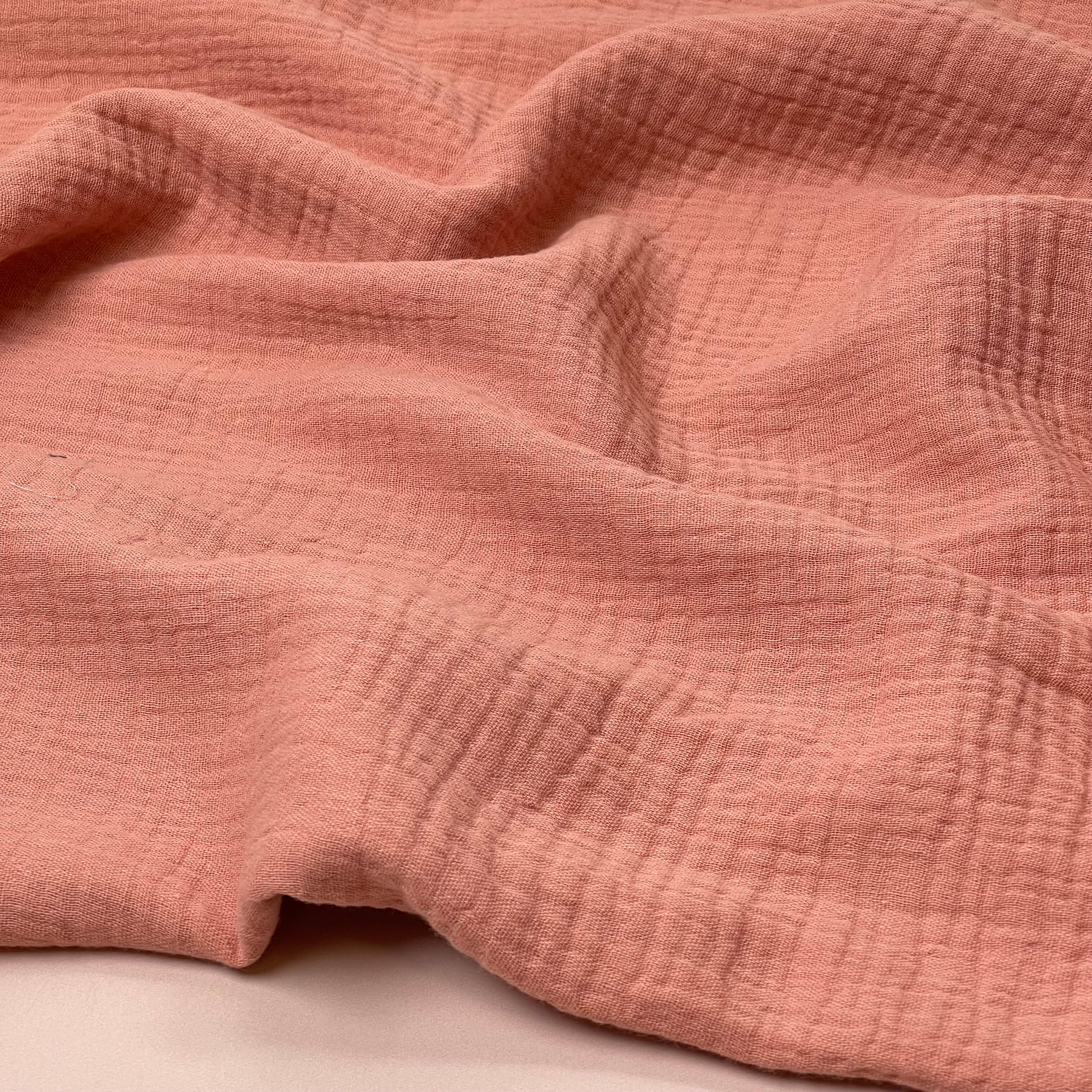 Coral Pink Solid Cotton Double Gauze