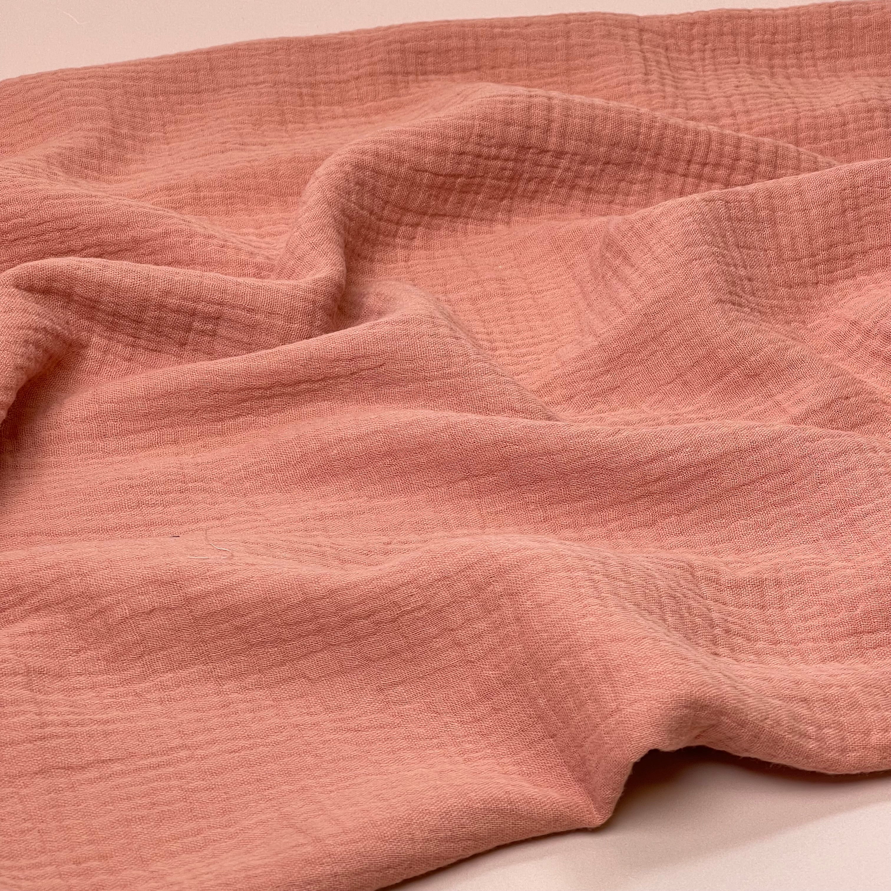 Coral Pink Solid Cotton Double Gauze