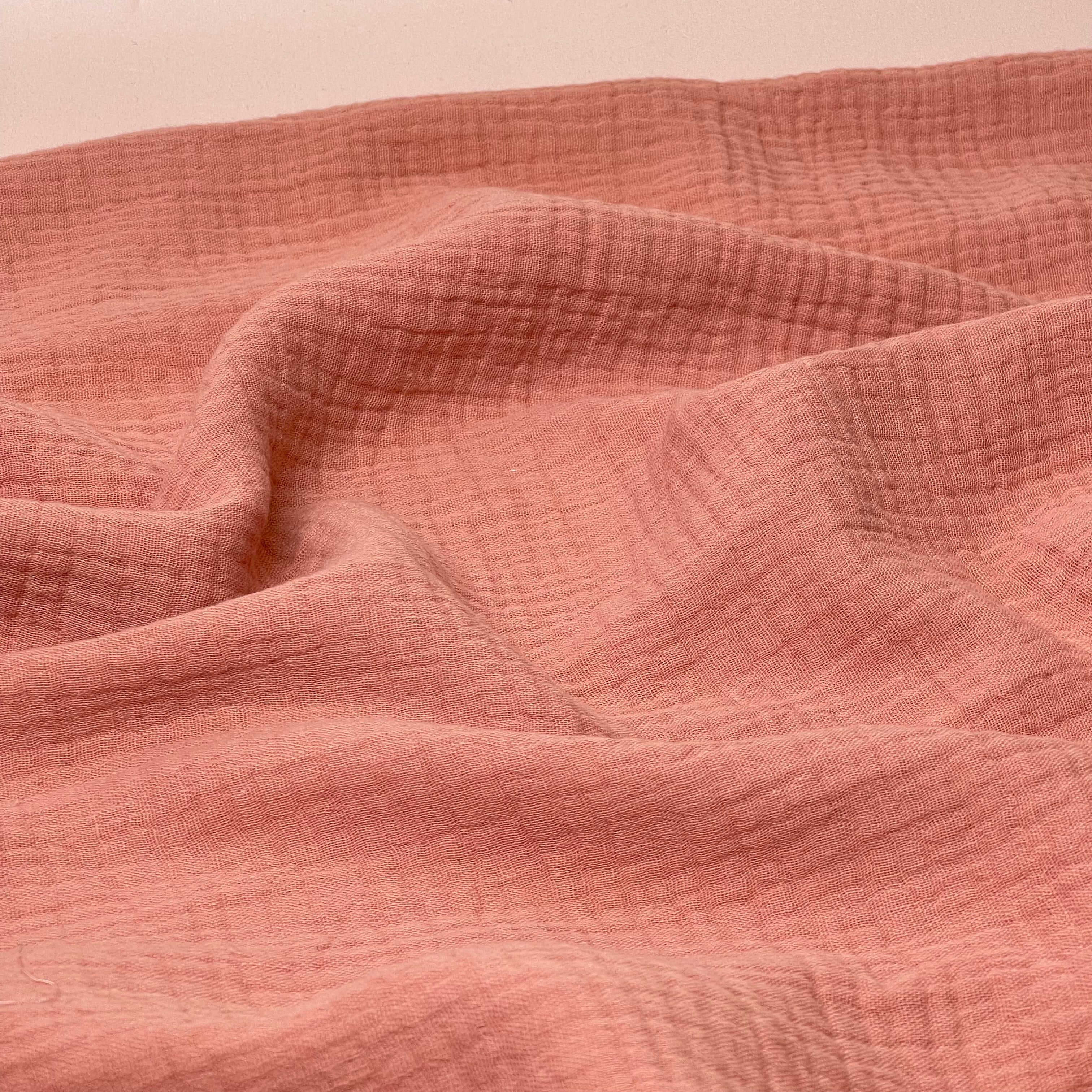 Coral Pink Solid Cotton Double Gauze