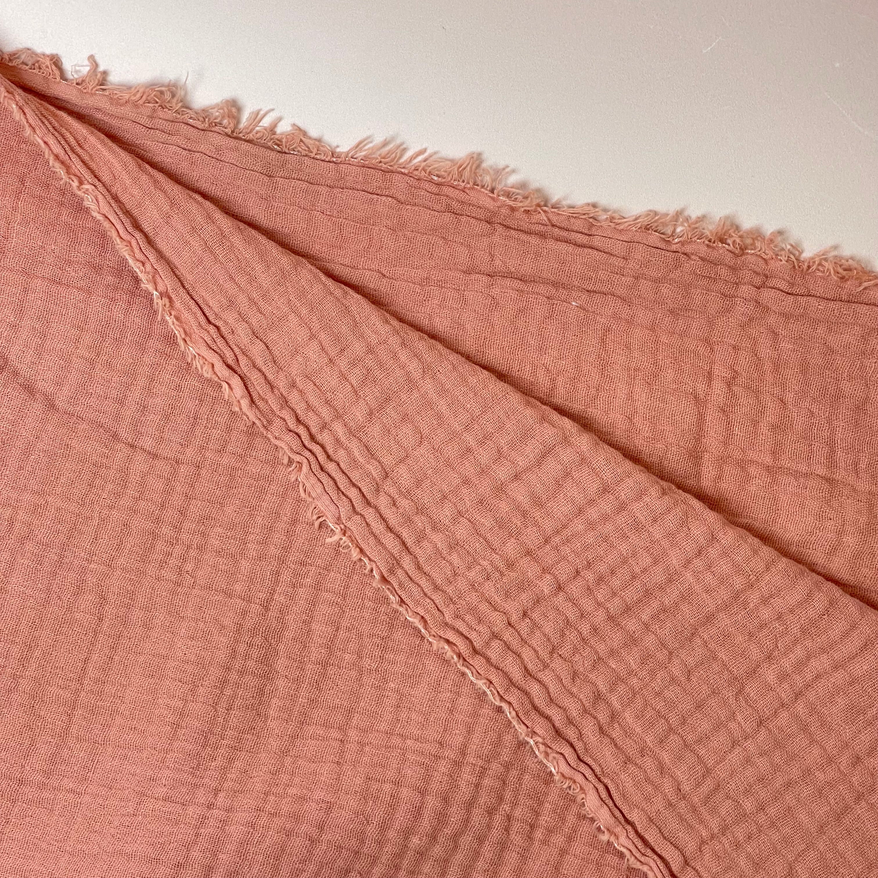 Coral Pink Solid Cotton Double Gauze