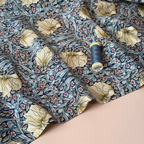 Morris Denim Blue Cotton Lawn Fabric