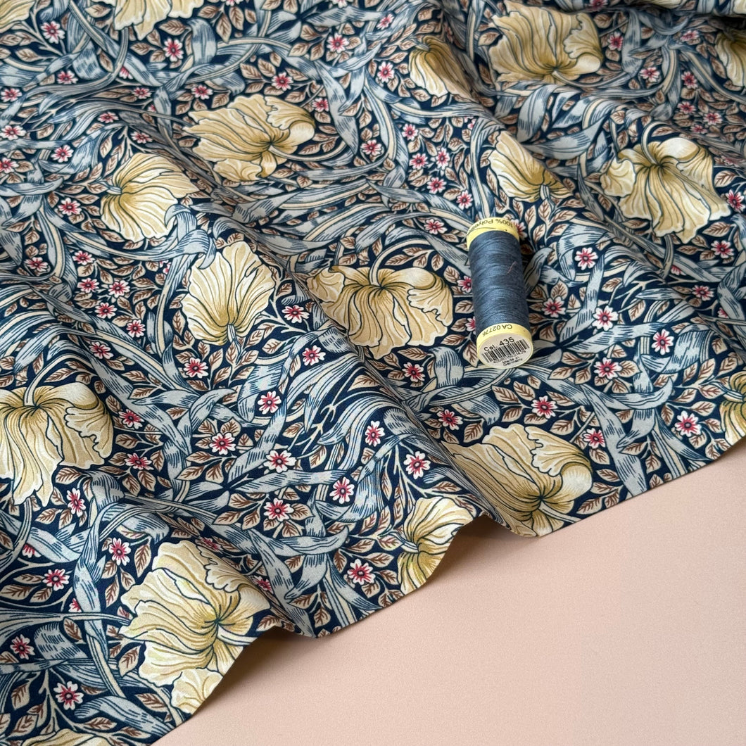 Morris Denim Blue Cotton Lawn Fabric