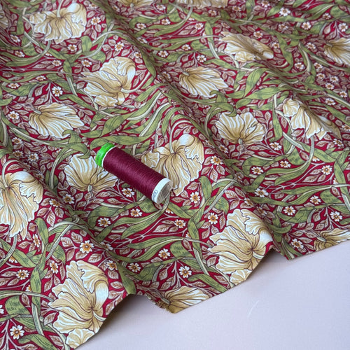 Morris Red Cotton Lawn Fabric