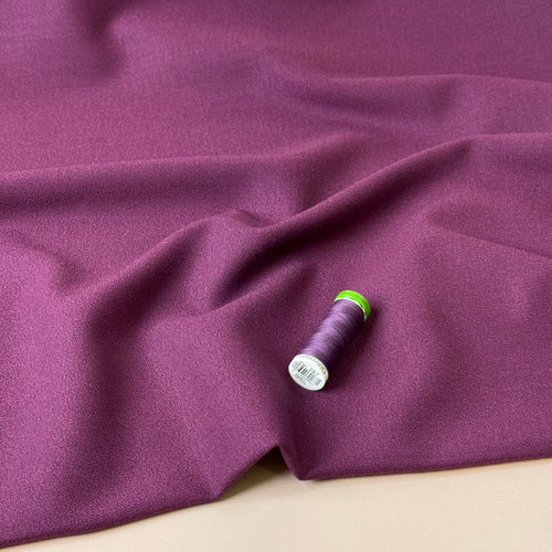 Deadstock Pure Wool Crepe Fabric in Dark Magenta