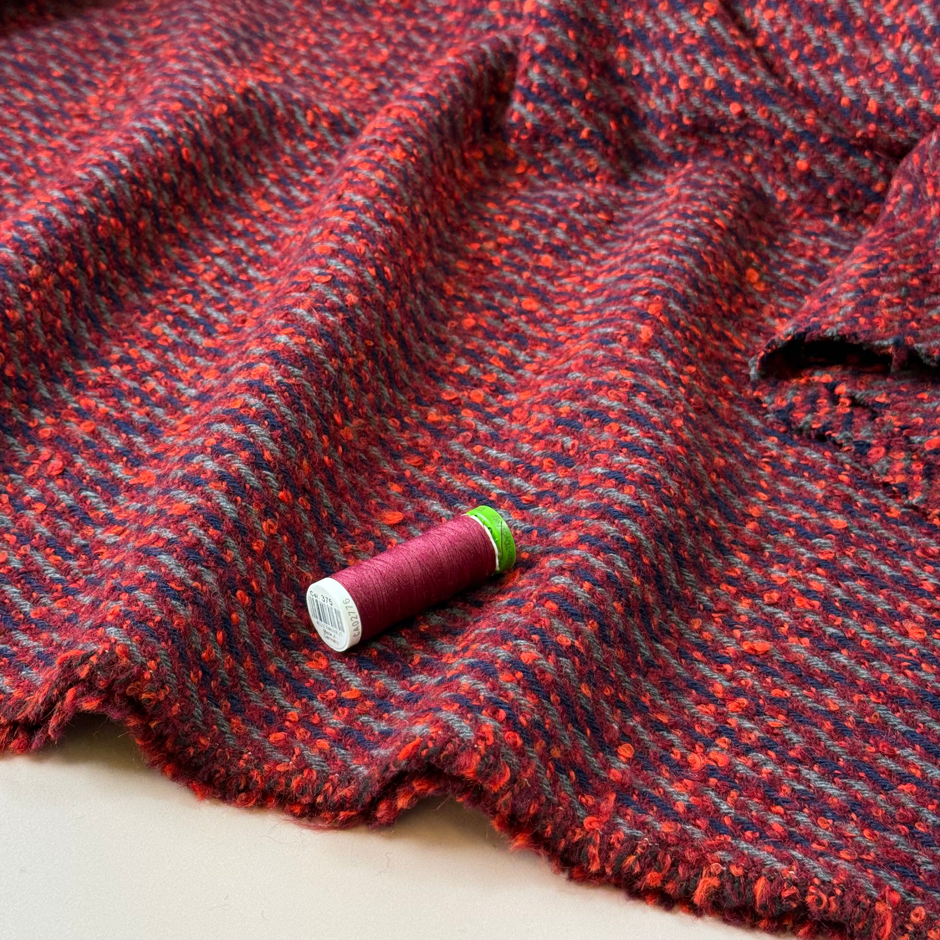 ［221VILLAGE］WOOL PILE PT Deadstock Red Wool Boucle – Lamazi Fabrics