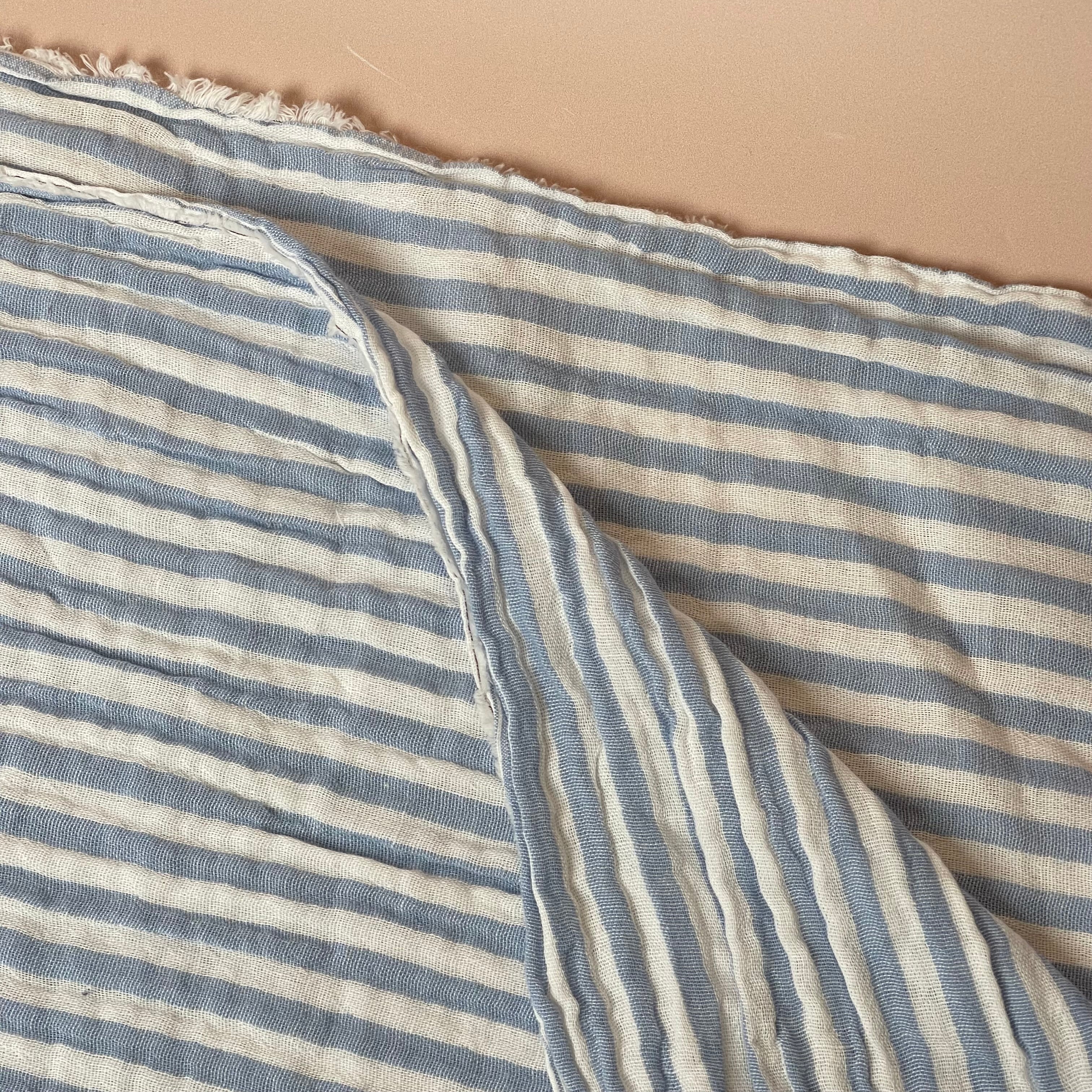 Yarn Dyed Stripes Cotton Double Gauze in Dusty Blue