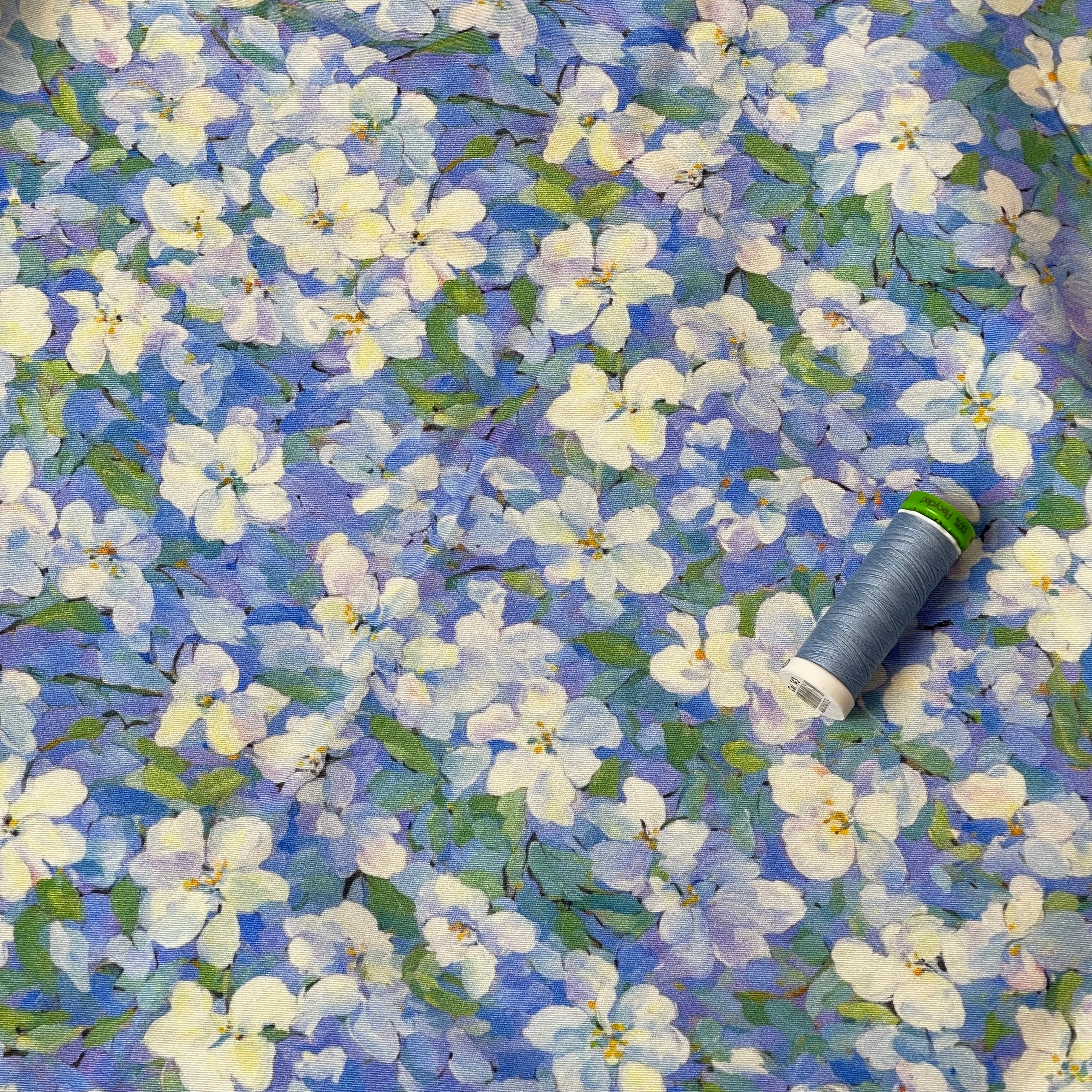 Rosella Blue Viscose Twill with Stretch