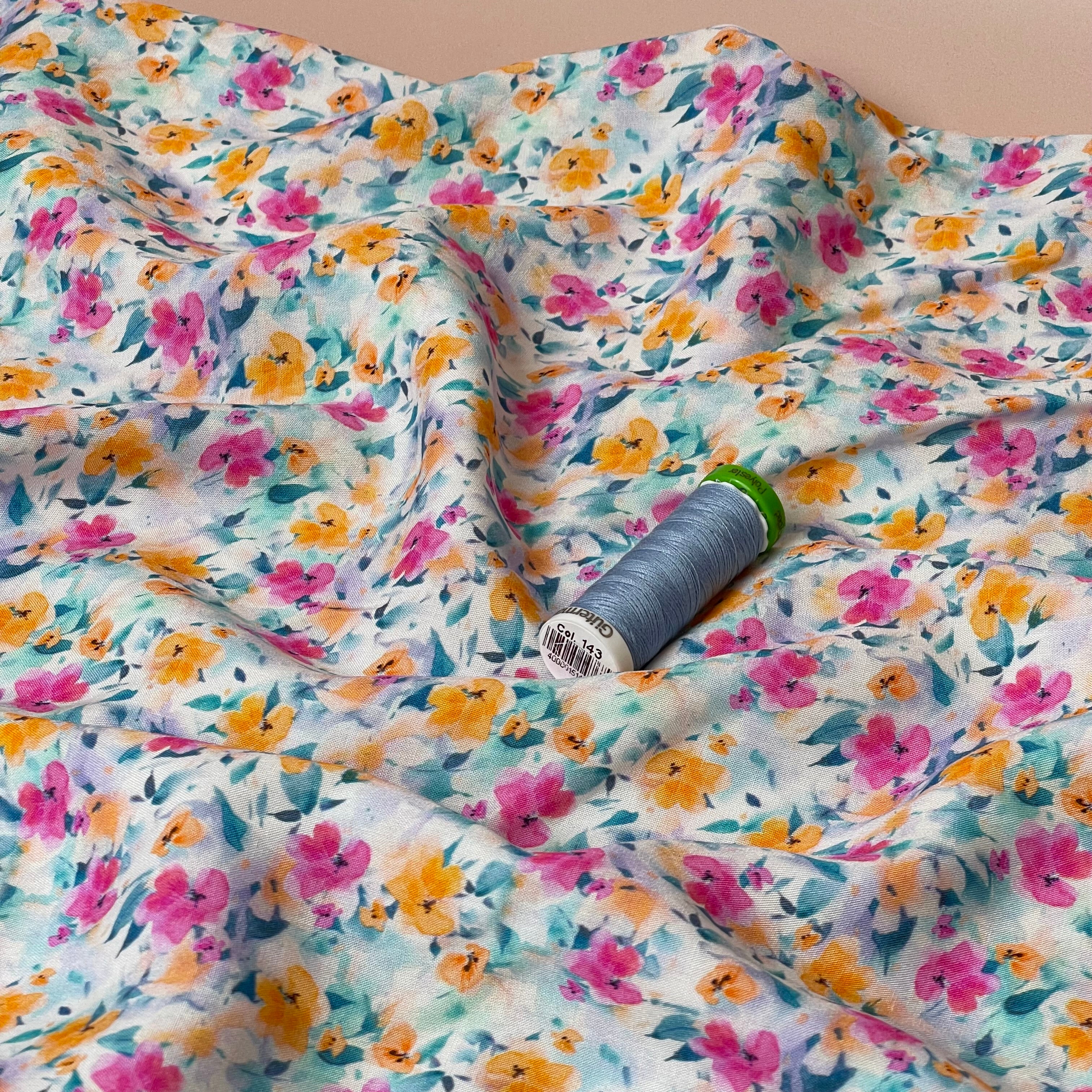 Ditsy Flower Field LENZING™ ECOVERO™ Viscose Fabric