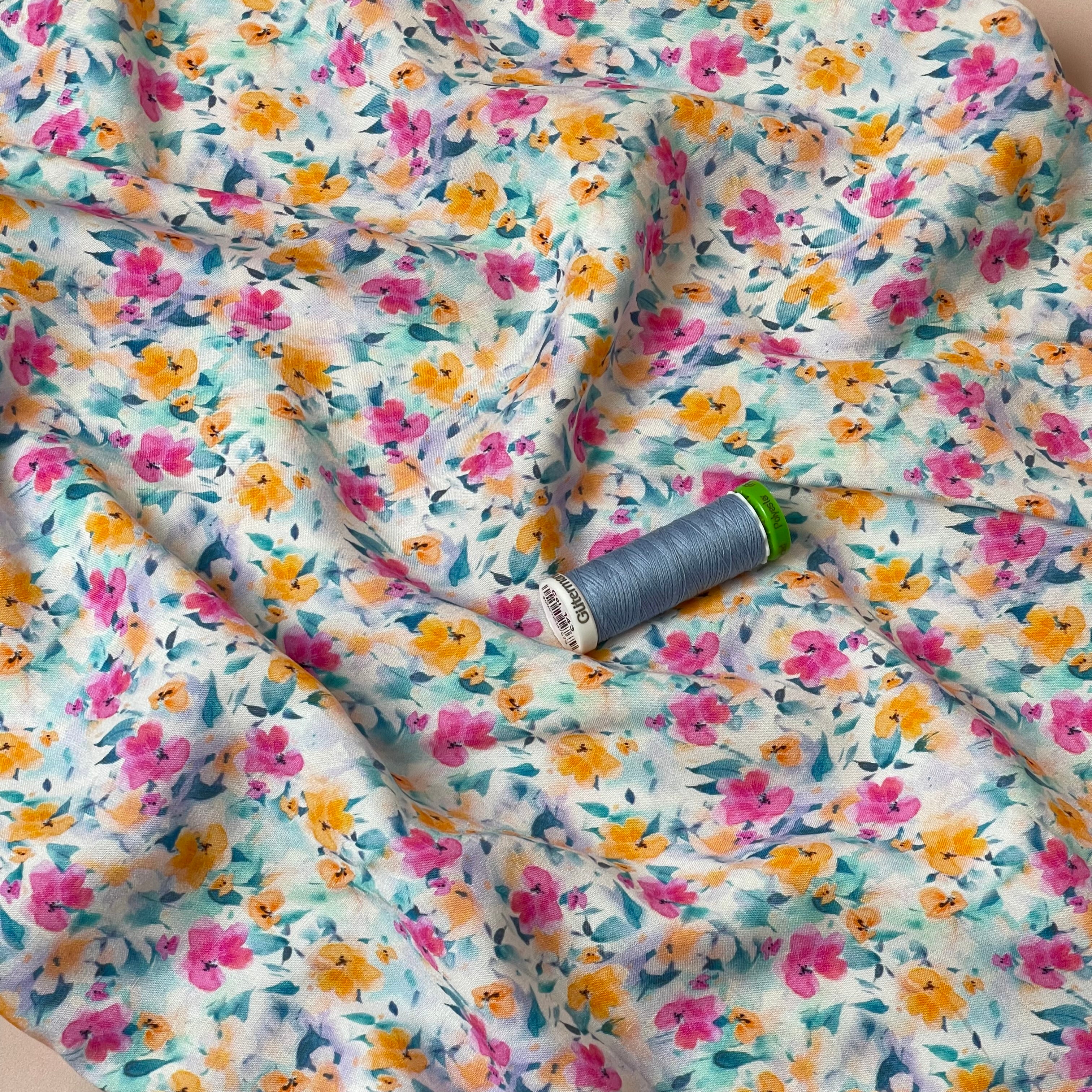 Ditsy Flower Field LENZING™ ECOVERO™ Viscose Fabric