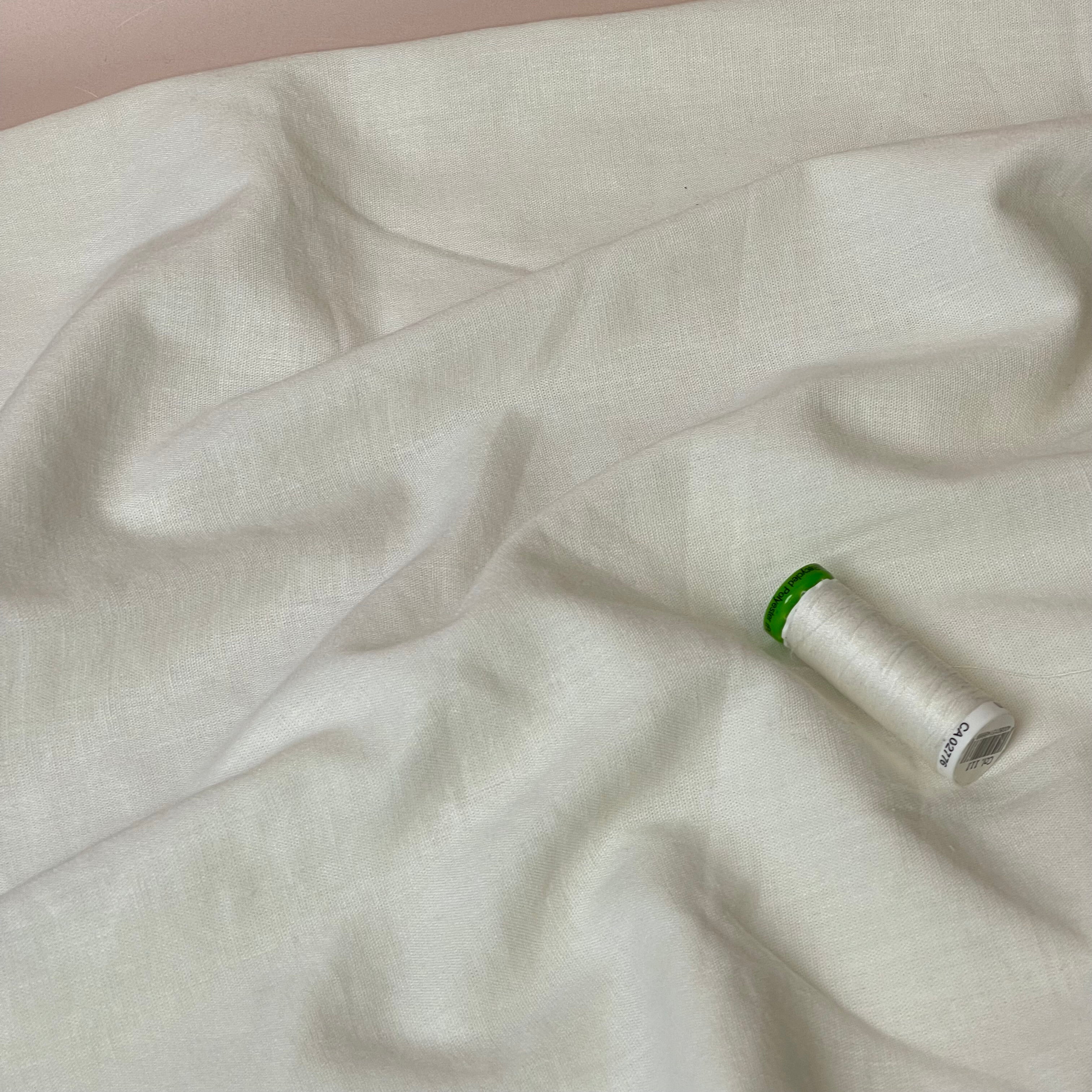 Sorona Linen in White - Eco Linen Blend Fabric