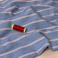 Wide Stripe on Light Blue Denim Fabric