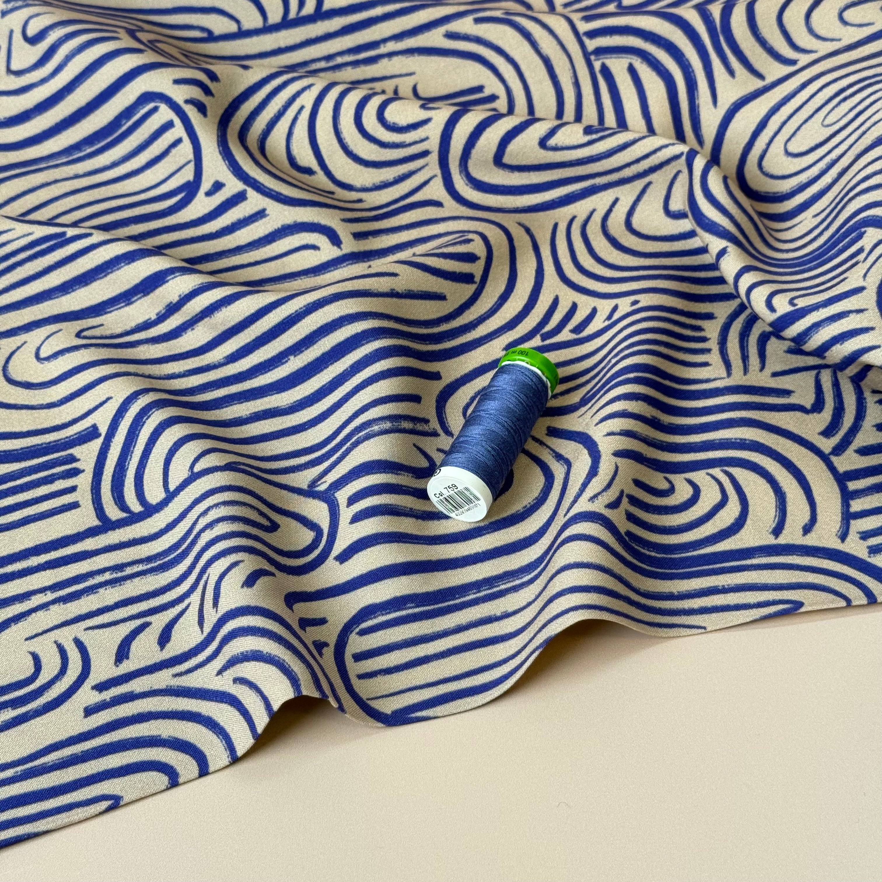 Atelier Jupe - Soft Viscose with Blue Abstract Print
