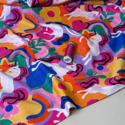 Unicorns & Rainbows Cotton Jersey Fabric